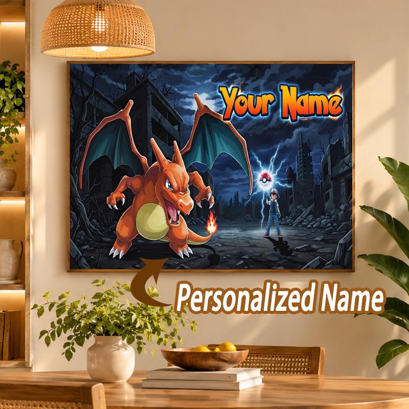 Charizard Custom Name Diamond Painting Personalized 5D Full Drill DIY Diamond Art Home Decor