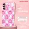 2DFlat Samsung electroplated tempered glass phone case,Cute Pink Pumpkin Ghost PatternSuitable for Galaxy S26 S23 S24FE S25ULTRA S22 S21