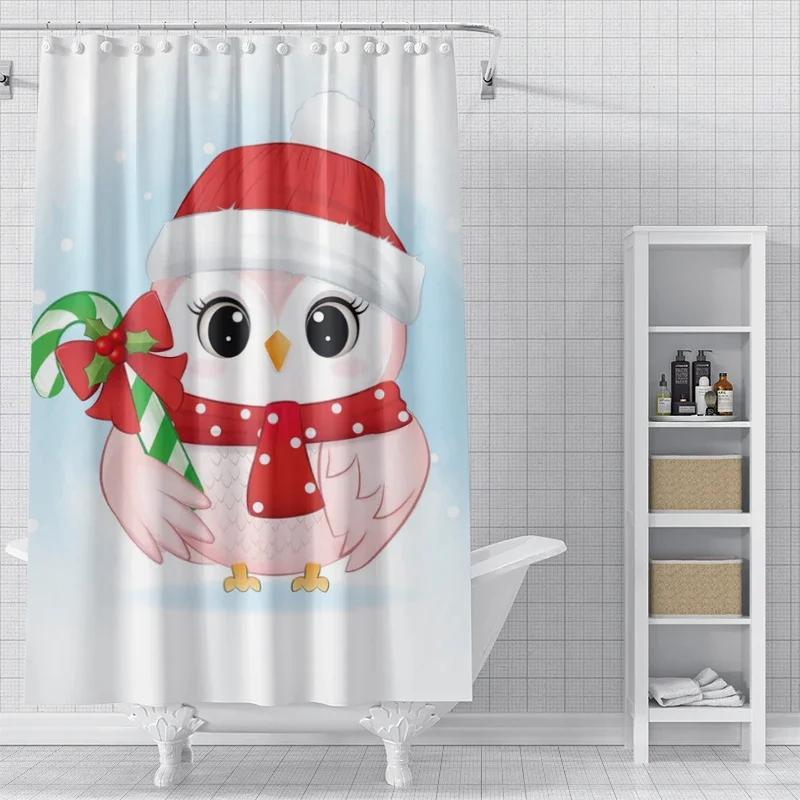 Home Decoration Shower Curtains For Bathroom Waterproof Curtain Fabric Modern Nordic Style Living Room Merry Christmas Winter