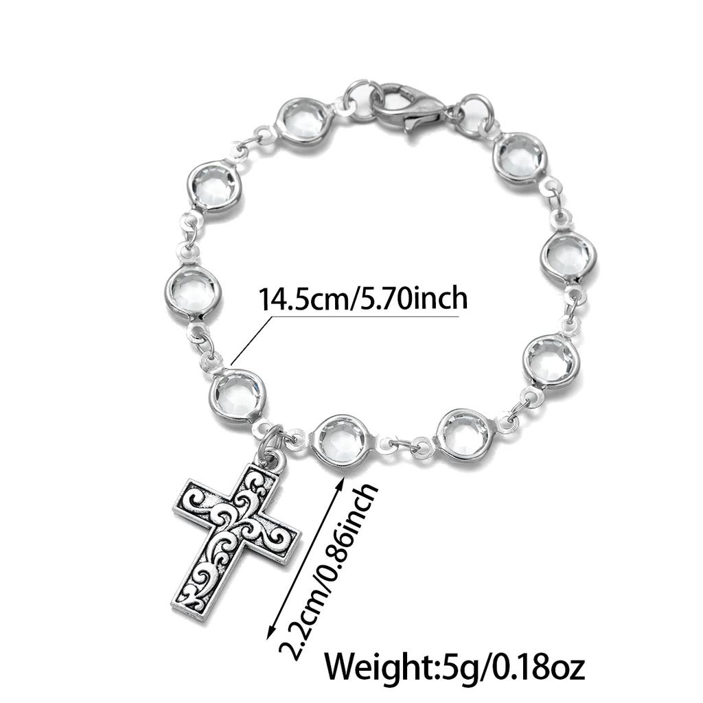 Cross Car Pendant, Transparent Beaded Steering Wheel Ornament, Personalized Car Interior Decoration Supplies