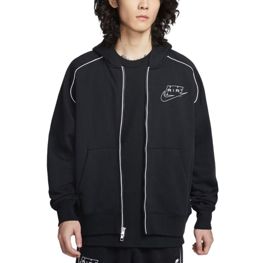 

Nike Air Sweatshirts Men s 010 Black/White/White Hooded Moderate Cardigan IF1275-010 L