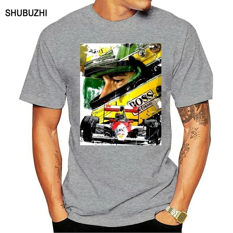 

Модная футболка Топ Мужская Футболка с принтом AYRTON SENNA ARTWORK Мужская Хлопковая Футболка Летняя Брендовая Футболка Европейский Размер 4XL