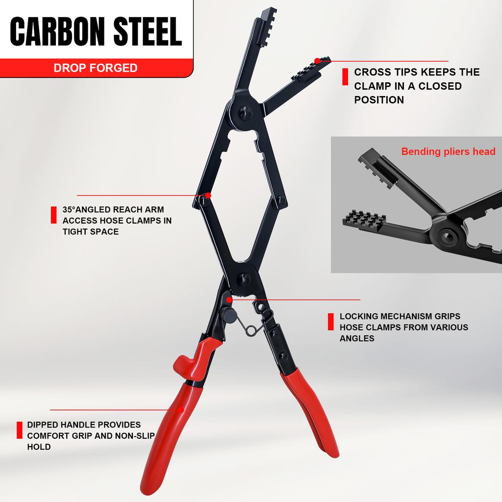 Long Reach Hose Clamp Pliers with Locking Mechanism, Extra Long Reach Hose Clamp Pliers for Hard-to-Reach Hoses