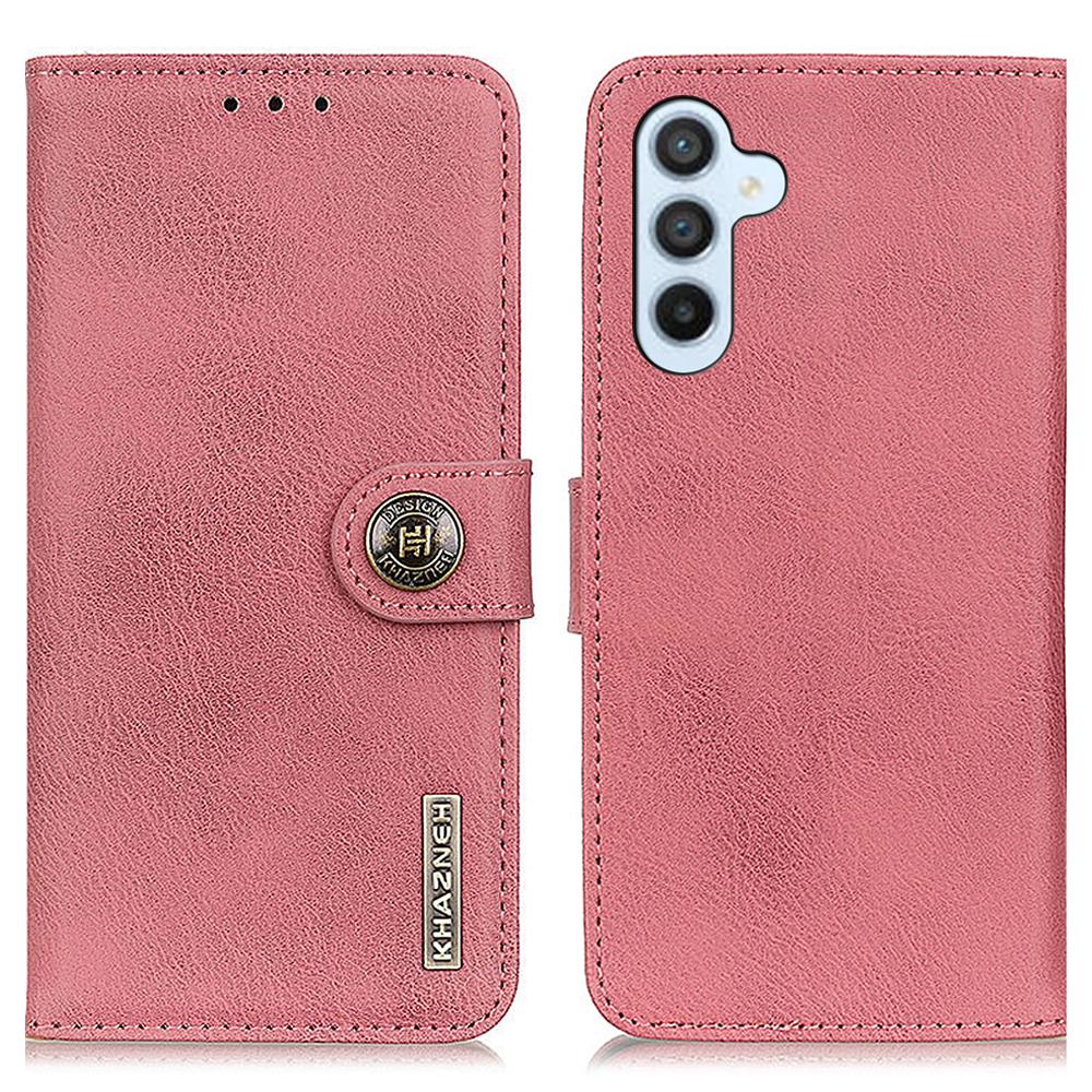 

KHAZNEH For Samsung Galaxy M35 5G Wallet Case Cowhide Texture Leather Flip Phone Cover Pink