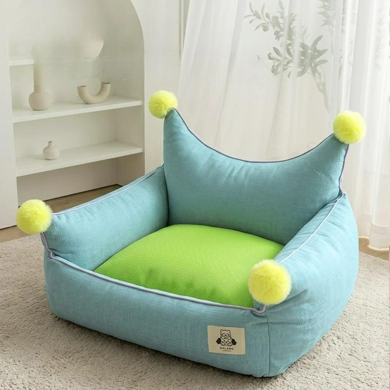 Four Seasons Pet Sofa Nest Crown Nest Backrest Nest Spring and Summer Cool Small and Medium Bichon Kennel Cat Nest Pet Nest