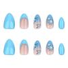 24Pcs French Tip Press on Nail Blue Gradient Acrylic Nail Short Almond False Nail Manicure For Spring And Summer