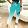 Women Plus Size Green Clover Printed Drawstring Waist Jogger Pants Side Pockets Cuffed Ankle