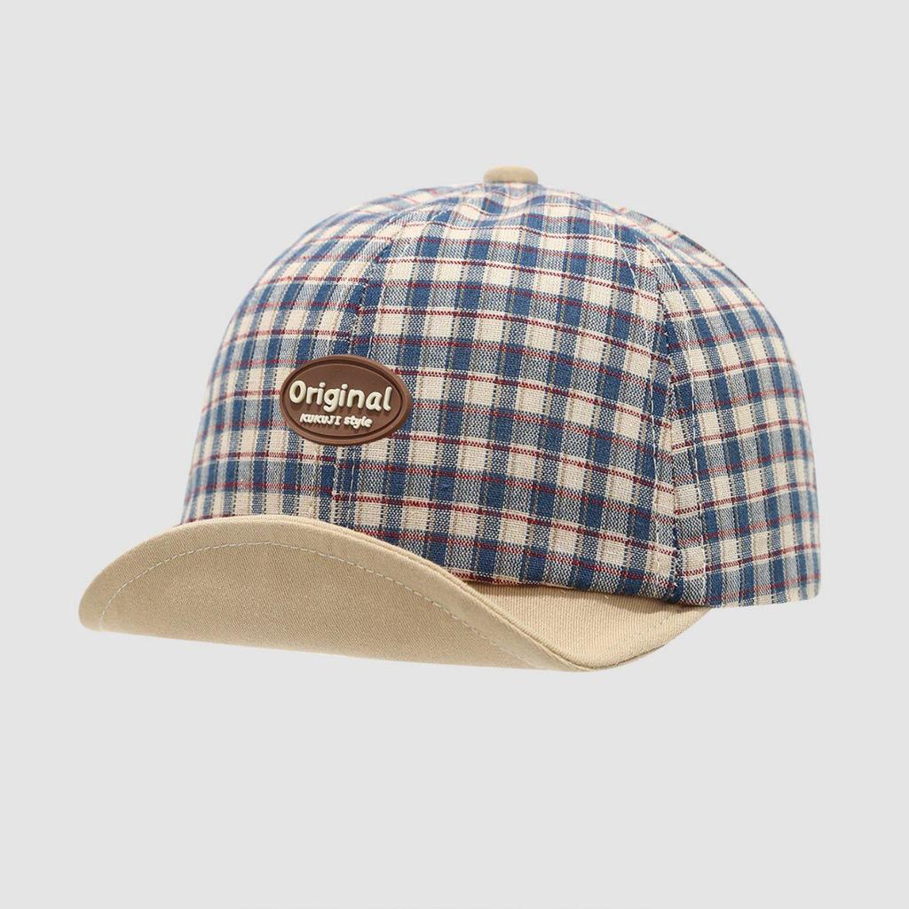 Plaid Unisex Infant Duckbill Baseball Cap - Soft Brim Baby Sun Hat for Spring and Autumn