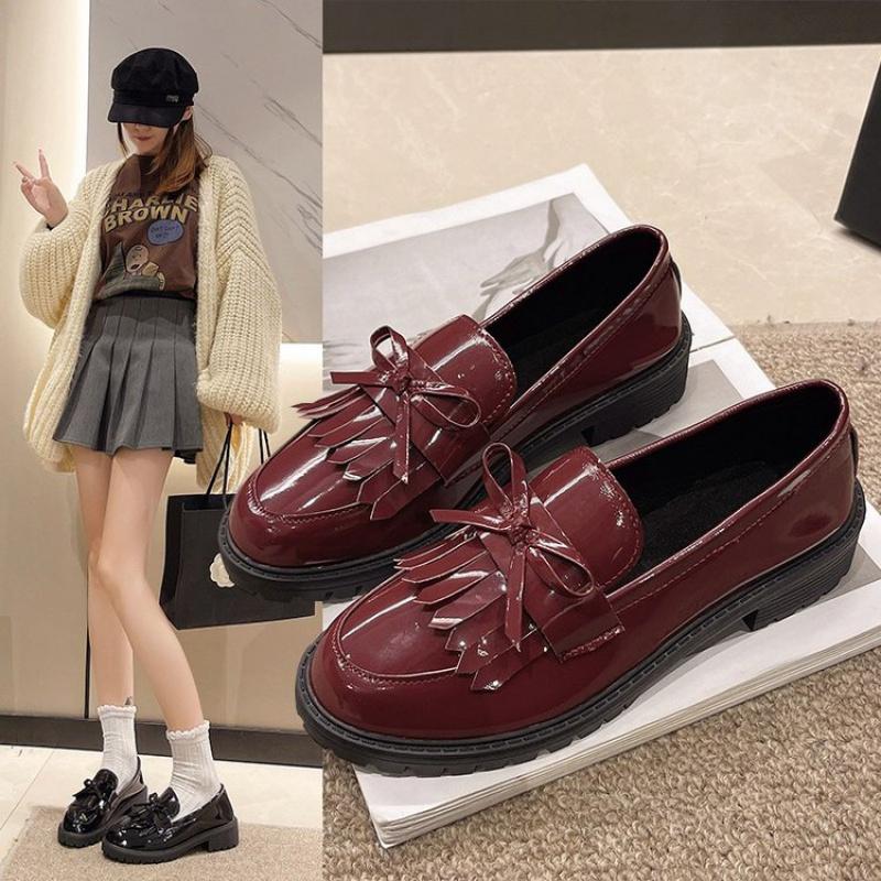 Women's Large Size Loafers 2025 New Spring and Autumn French Style Small Leather Shoes British Style Flat Shoes Women's Shoes