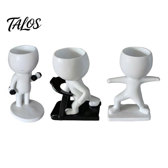 Nordic Home Decor Planter Fun Workout Figure Planter, Modern Resin Treadmill Runner Plant Pot, Dumbbell Creative Sports Body Builder Holder, Cute Head
