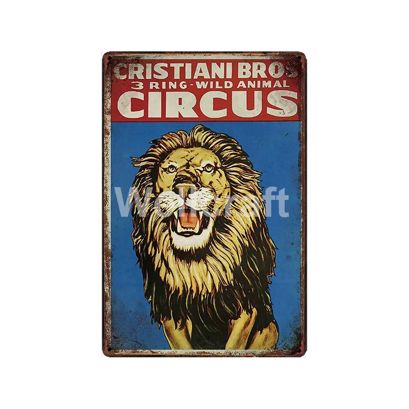 [ WellCraft ] Circus Lion Elephant Tiger Clown Horse Metal Sign Vintage Painting Decor  LT-1899 Room Decoration