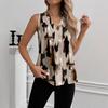 Womens Vintage Floral Print Sleeveless V-Neck Top Comfortable Casual Blouse Soft Cotton-Like Fabric 2025