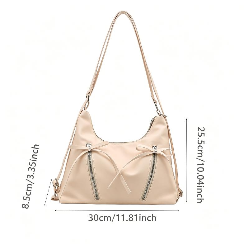 Retro Large Capacity Soft Leather Tote Bag With Knot Casual Double Shoulder Bag Trendy Sle Women'S Handbag
