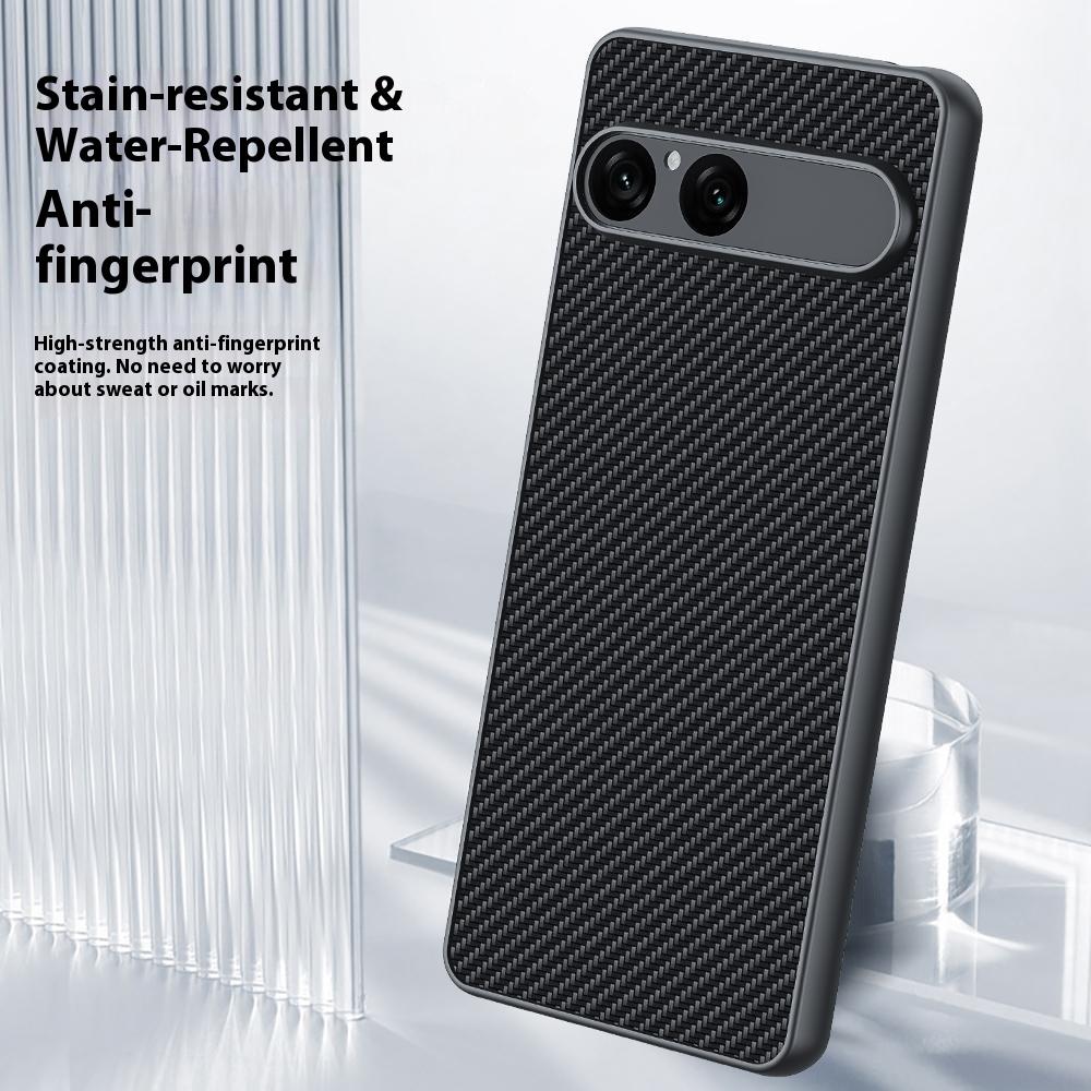 For Sony Xperia 10 VII Case Leather + PC Hard Phone Cover Carbon Fiber Texture