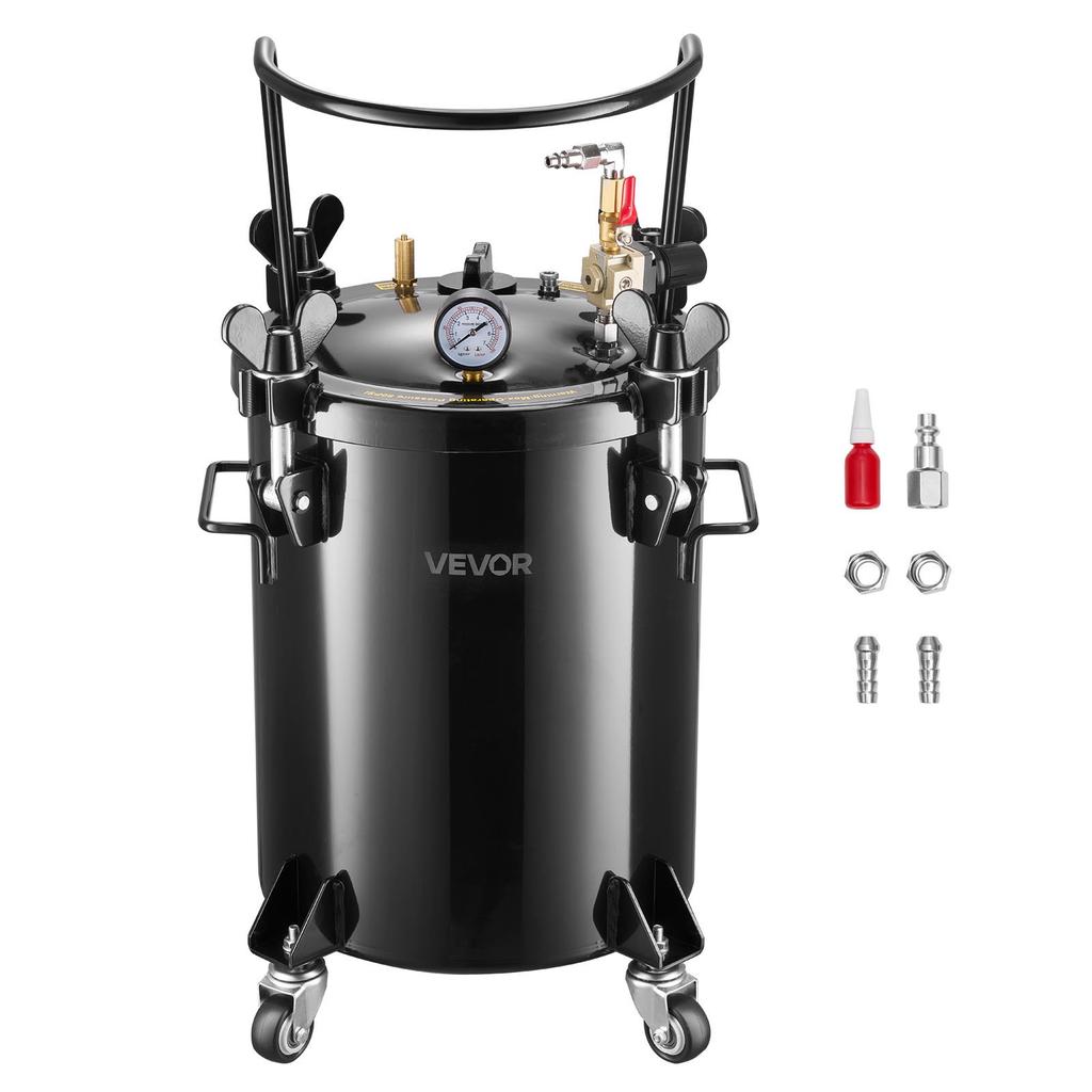 VEVOR Pressure Pot Tank, 30 L Heavy Duty Steel Pressure Pot Tank with Three Quick-Connect Couplers for Home Use, DIY, Art Creations