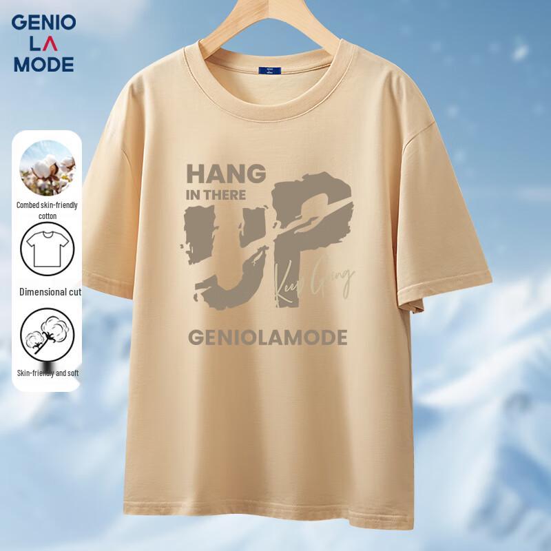 GENIOLAMODE Men s Heavyweight Letter Print Short-Sleeve T-Shirt M