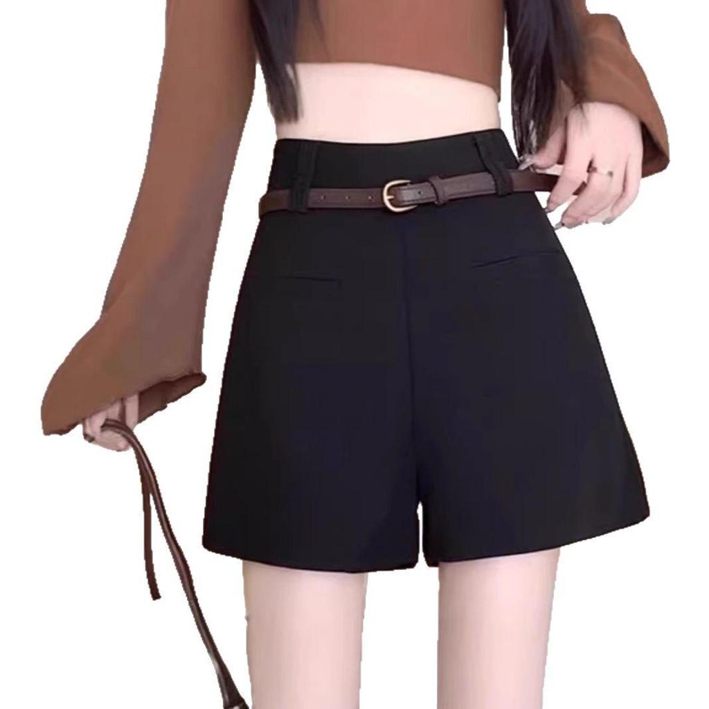 2025 Jaro/Léto Korejské Šortky s Vysokým Pasem A-Střihu se Širokými Nohavicemi Šedé pro Ženy