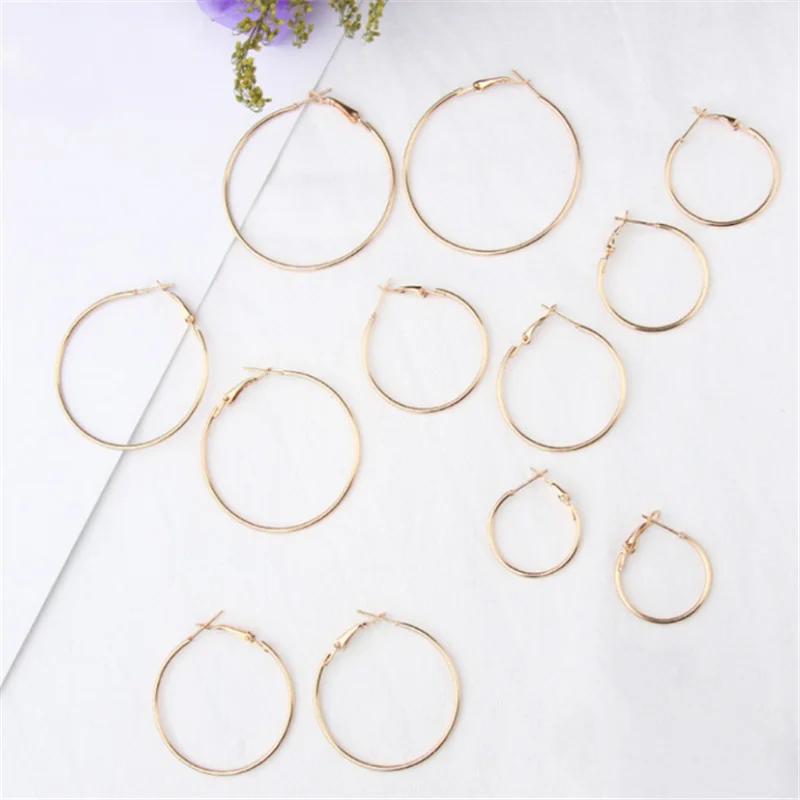 6 Pairs Fashion Hoop Earrings Set For Women Silver Color Round Circle Earring Studs Female Trendy Ladies Party Jewelry Gift