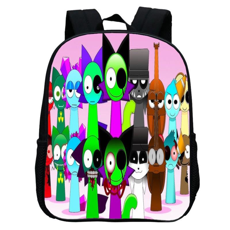 Printed Rhythm Box Kindergarten Bag, Cartoon Sprunki 12-Inch Backpack Lightweight Boys And Girls