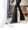 Petite Women's 2026 Spring Black High-Waisted Slim Flared Suit Pants
