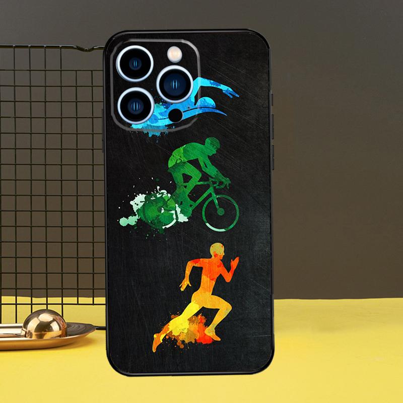 Schwimm Radlauf Triathlon Handyhülle Für iPhone 11 12 13 14 16 15 Pro Max Mini 7 8 Plus X XR XS Max Hülle