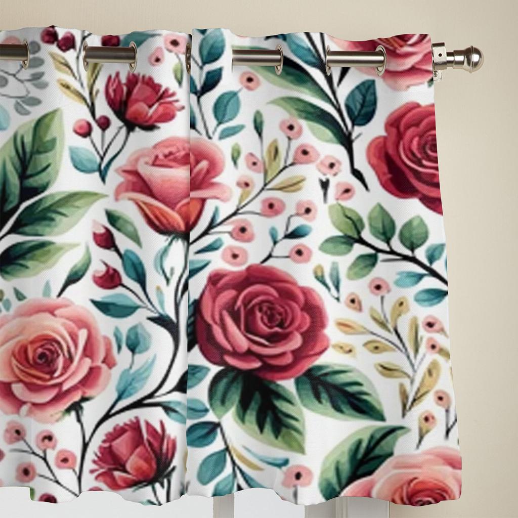 Rosen auf weißem Hintergrund Fenstergardinen für Wohnzimmer Schlafzimmer Luxus Modern Küchengardinen Stoffdraperien