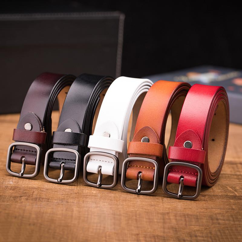 Elegant Leather Waist Belt Women Slim Design Simple Buckle Formal Use Casual