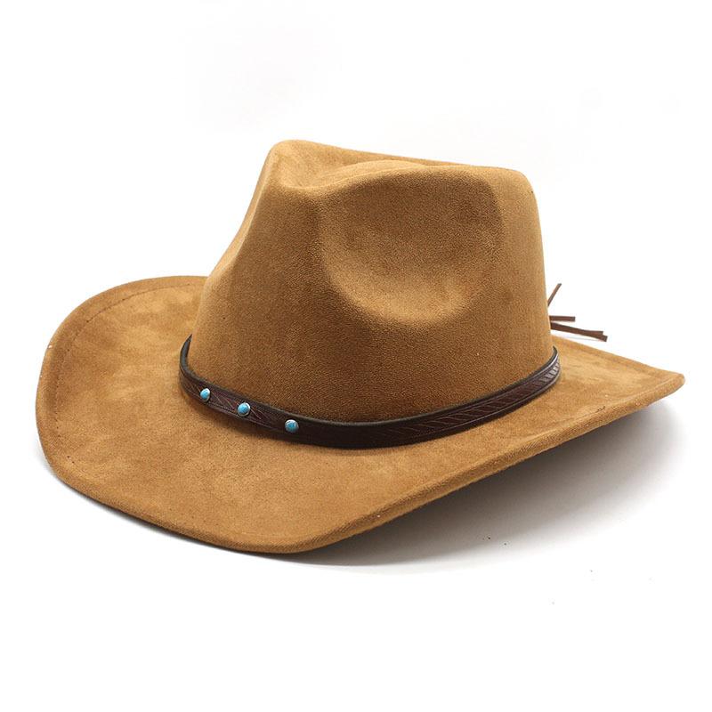 Minority Woolen Hat Men And Women Couple Hat Suede Western Cowboy Top Hat
