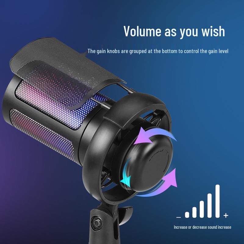 RGB USB Condenser Microphone Set for Gaming, Streaming, Singing & Recording with Noise Reduction.
