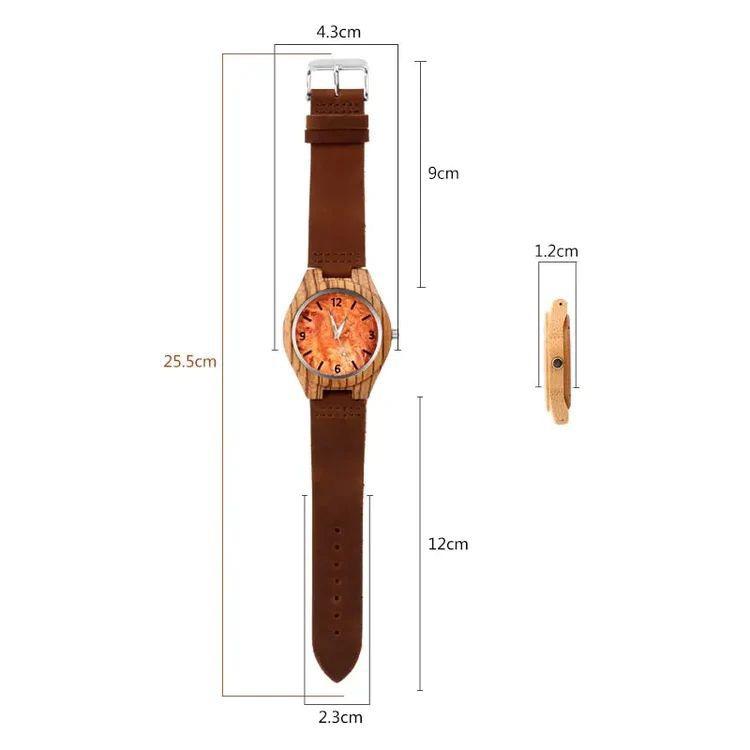 Men Watch Wood Watch Clock Orange Fashion Full Wood Men's Watch Simple Men Watch Clock