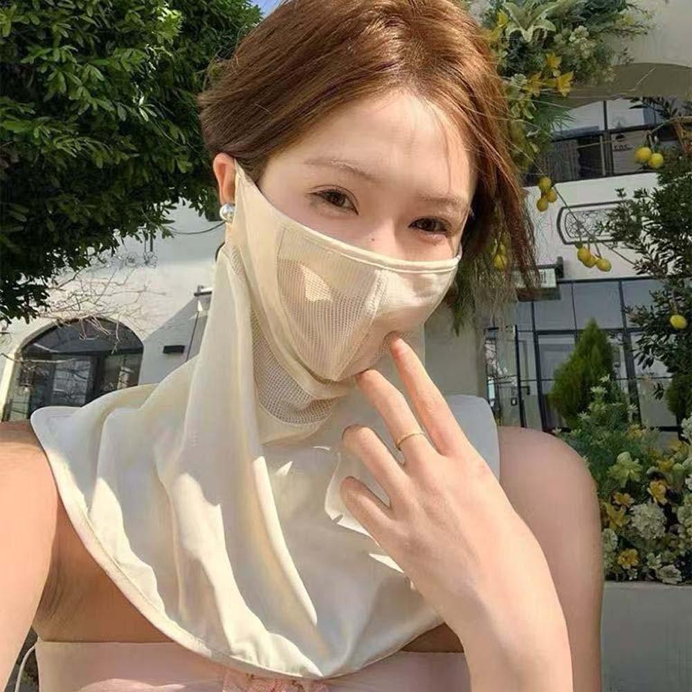 Elastic Neck Sunscreen Mask Ice Silk Breathable Sunshade Mask Face Sun Protection School