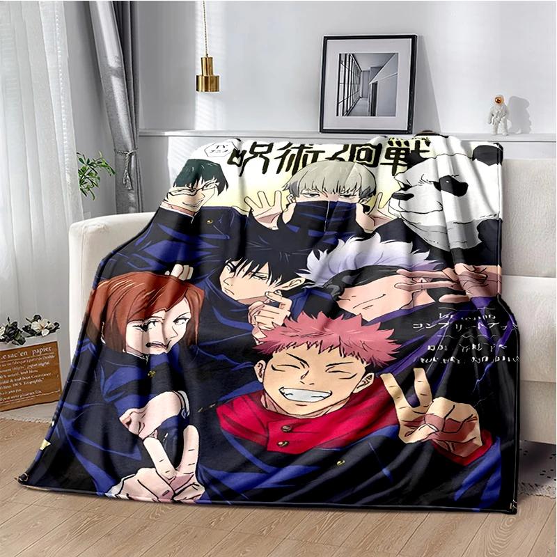 Cartoon Anime Jujutsu Kaisen Throws Blanket Kid Super Soft Blankt for Travel Couch Sofa Picnic Bed Flannel Blanket Birthday Gift