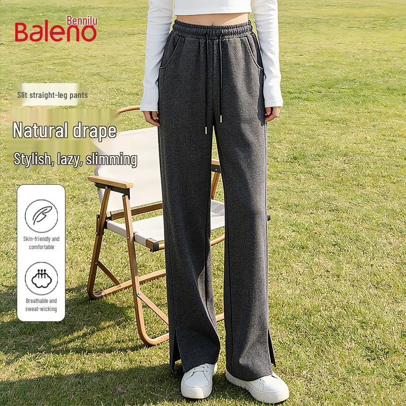 Baleno Women s Flowy Herringbone Slit Wide-Leg Trousers XL