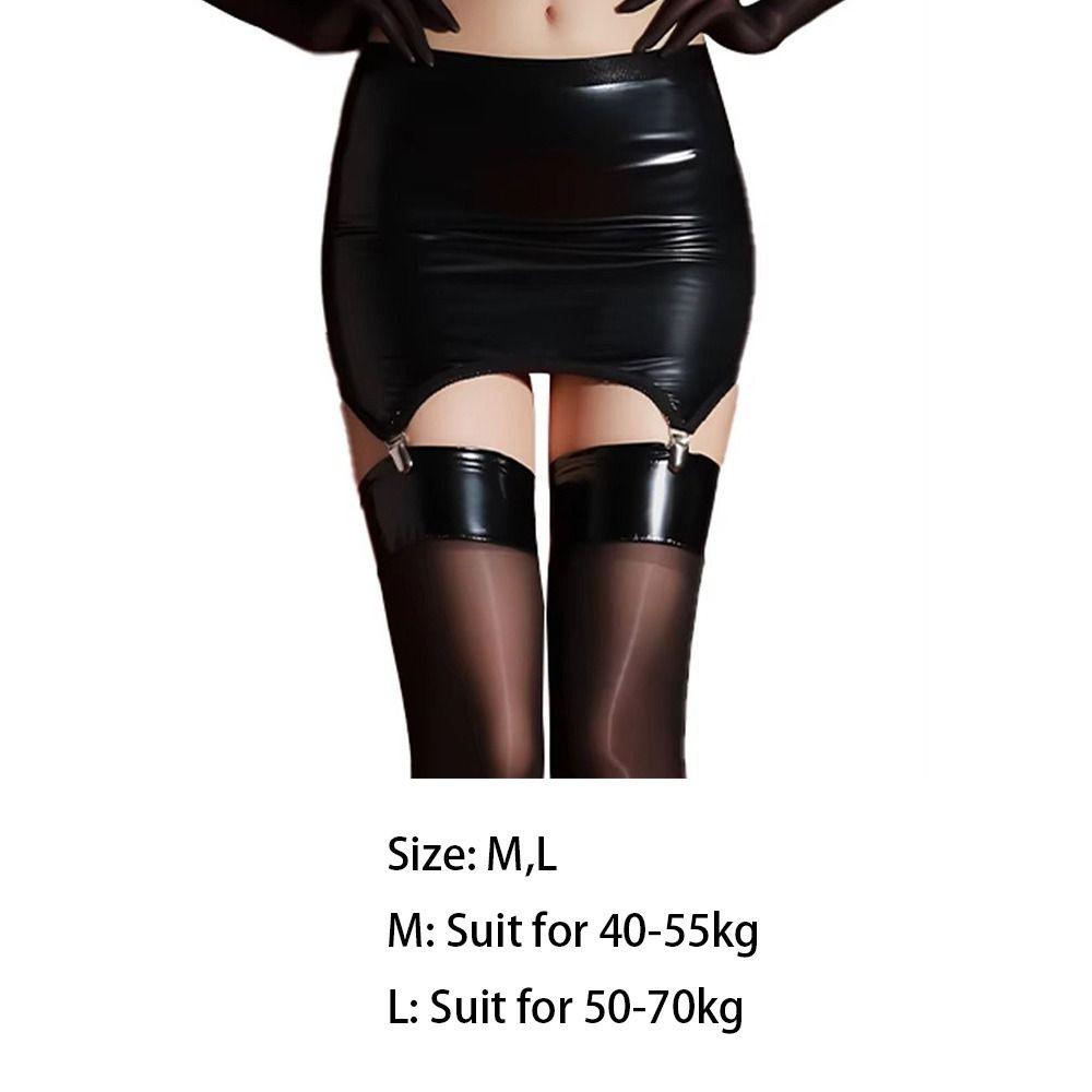 Metallclips Ölglänzend Gesäß Rock Elastische Hosenträger Gürtel Hüftstrümpfe Röcke Party-Outfits