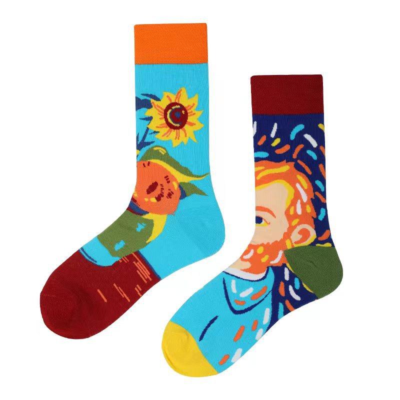 Original Design AB Mandarin Duck Asymmetric Socks Ins Street Cartoon Creative Animal and Plant Fruit Fashion Sports Cotton Socks
