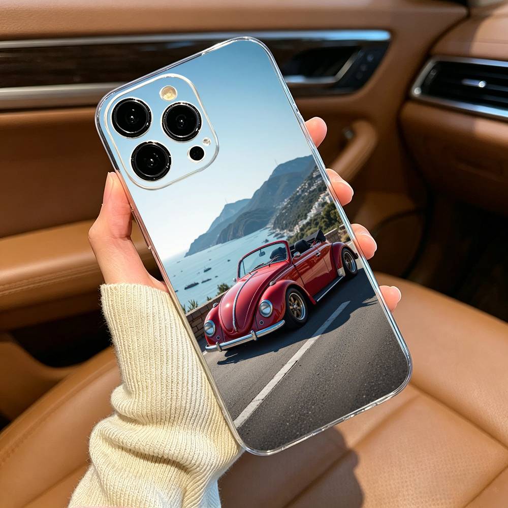 Vintage- Beetle Retro Car Phone Case For iPhone17,16,15,14,13,12,11 ,Pro Max,16/15/14 Plus Transparent Cover