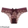 3 Pcs/Lot Women's Lace Bow Thongs Sexy Low Waist Panties Underpants
