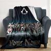 Name Custom Assassin Creed Print Flannel Blanket High Quality Warm Comfortable Cover for All Seasons Perfect for Gifts Home Decor