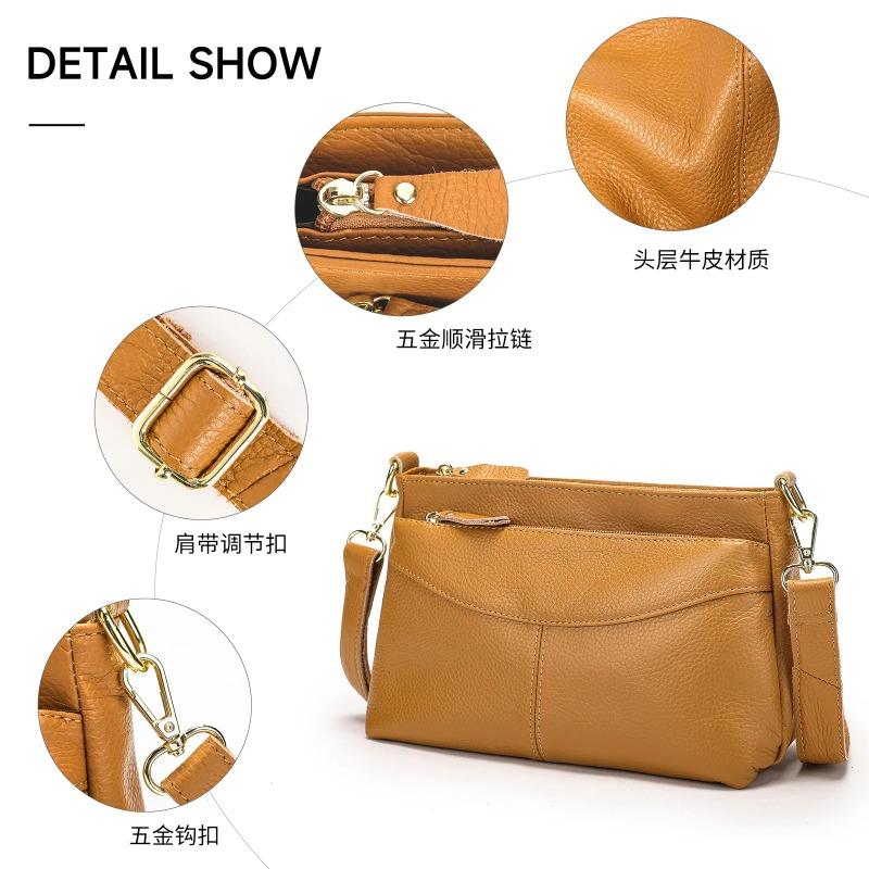 Sac à bandoulière en cuir de vachette pleine fleur pour femme - Sacoche bandoulière pratique pour le quotidien et Grand sac fourre-tout