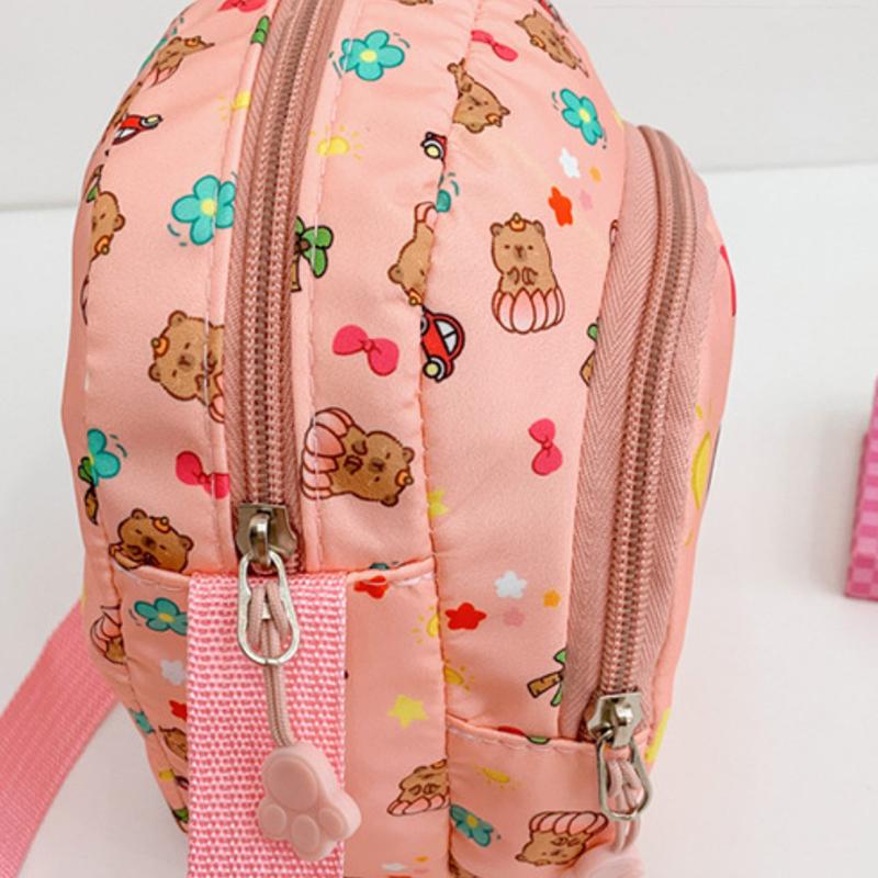 1 Piece Multifunctional Storage Bag Capybara Printed Crossbody Bag Cute Doll Portable Chest Bag Kawaii Kids Gift