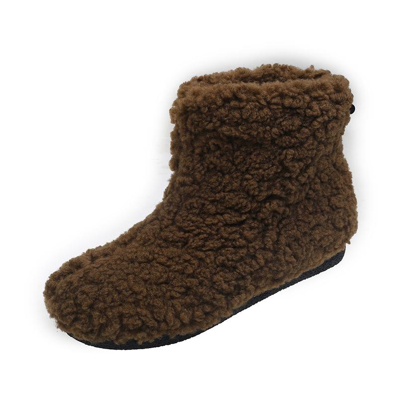Fashion Winter New Furry Snow Boots Female Plush Padded Thickened Warm Cotton Shoes Casual Home Flat Bottom Comfortable Short Fur Botas