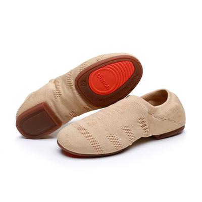 Scarpe da Ballo per Adulti Rete Traspirante Tessuta a Volo Aerobica Cheerleading Pratica Yoga Balletto Scarpe da Ballo Cammello e Nero