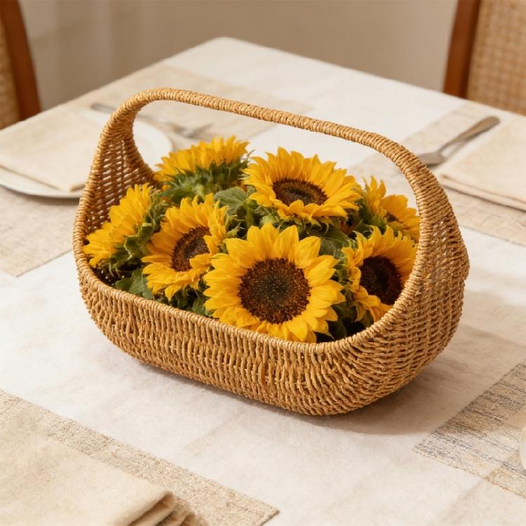 Stylish Handwoven Boat Basket Craft Of PE Materials Great For Displaying Flowers Or Organizing Items