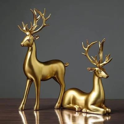 Creative Deer Desktop Ornament Modern Sitting/Standing Position Reindeer Sculpture Exquisite Cute Elk Figurine Office Desktop