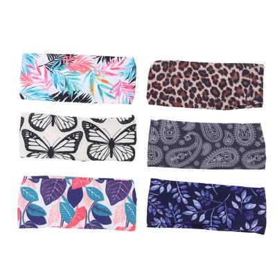 6Pcs Wide Headbands Soft Yoga Headband Stretchable Hair Bands with Digital Printing for Daily Use Fitness
