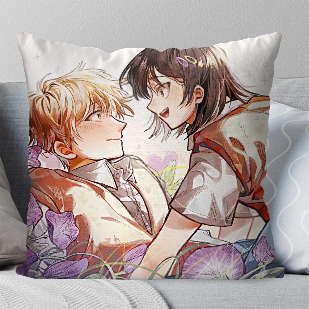 Skip And Loafer Youth Campus Animation Pillow Case Square Pillow Bedroom Sofa Leisure Comfort Living Room Home Decoration 40X40