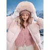 Sancai Women's Fox Fur Trimmed Stand-Up Collar Goose Down Puffer Jacket