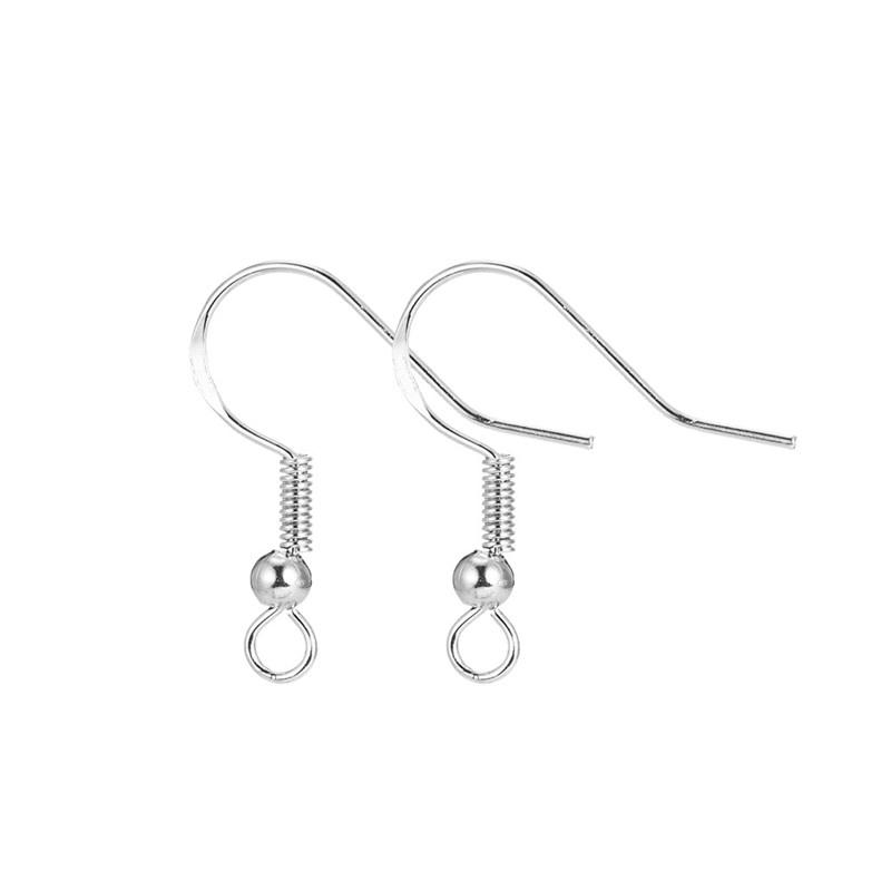50pcs 925 Sterling Silver Plated Earring Hooks Anti Allergy Earrings Clasps Hook For Diy Jewelry Accessories Making Supplies