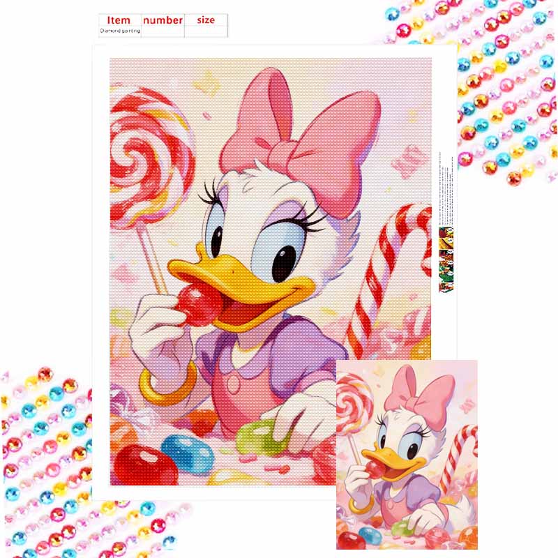 Disney Daisy Duck candy lollipop diamond painting art painting handmade diy5D home decoration gift Round 20x30cm