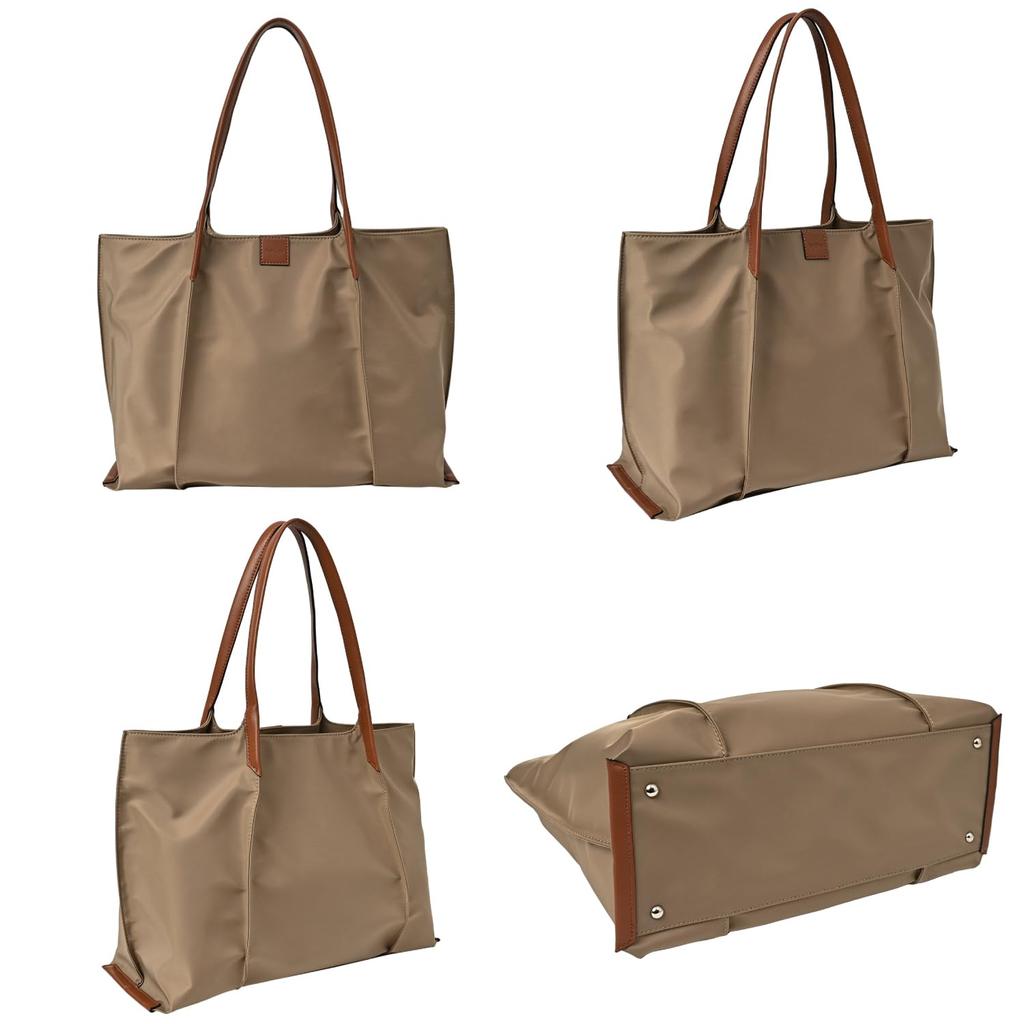 SIMPLING Women's A4 Tote Bag, Lightweight, Water-Repellent, Nylon, for Commuting (Desert BR)